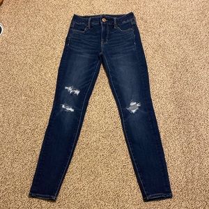 American eagle slightly destroyed dark blue jeggings